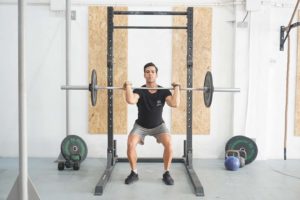 man 1/2 front squat barbell